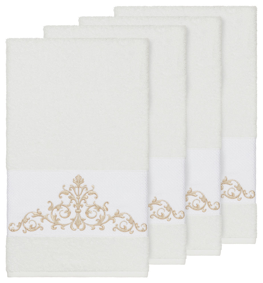 Scarlet 4-Piece Embellished Bath Towel Set, White
