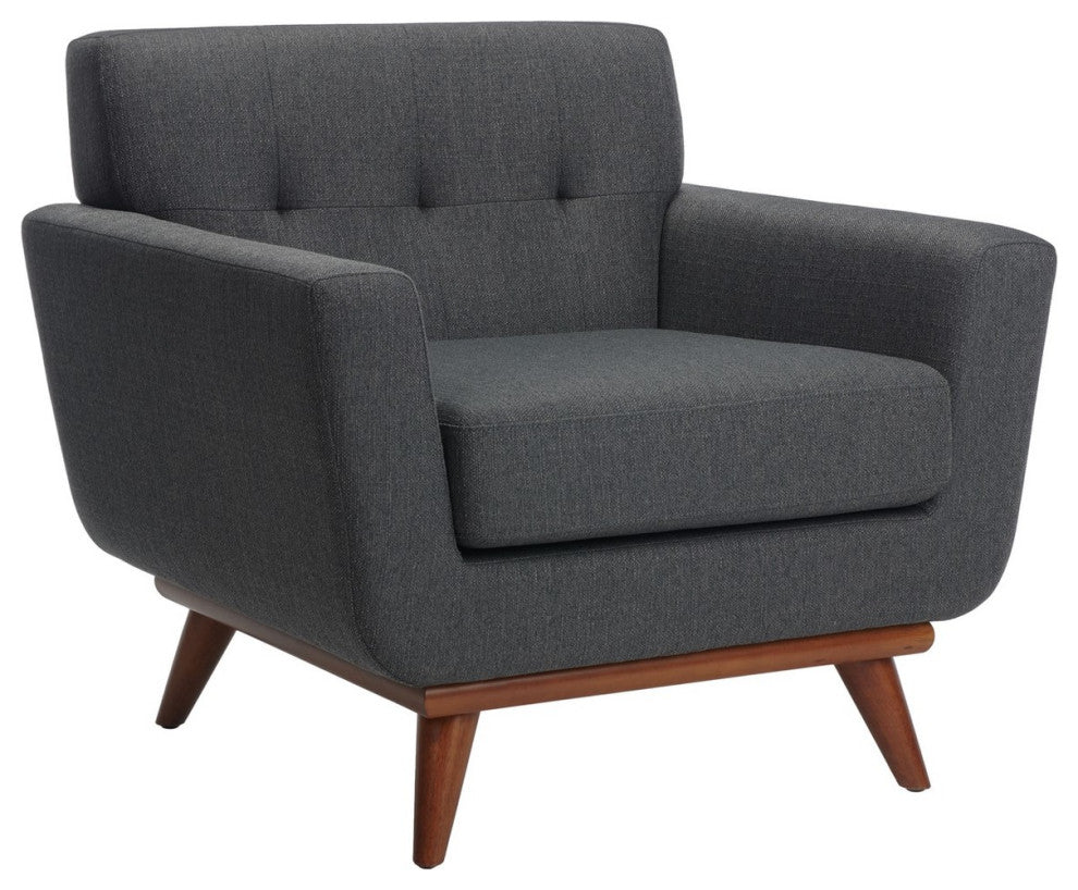Safavieh Couture Opal Linen Tufted Arm Chair, Slate Grey