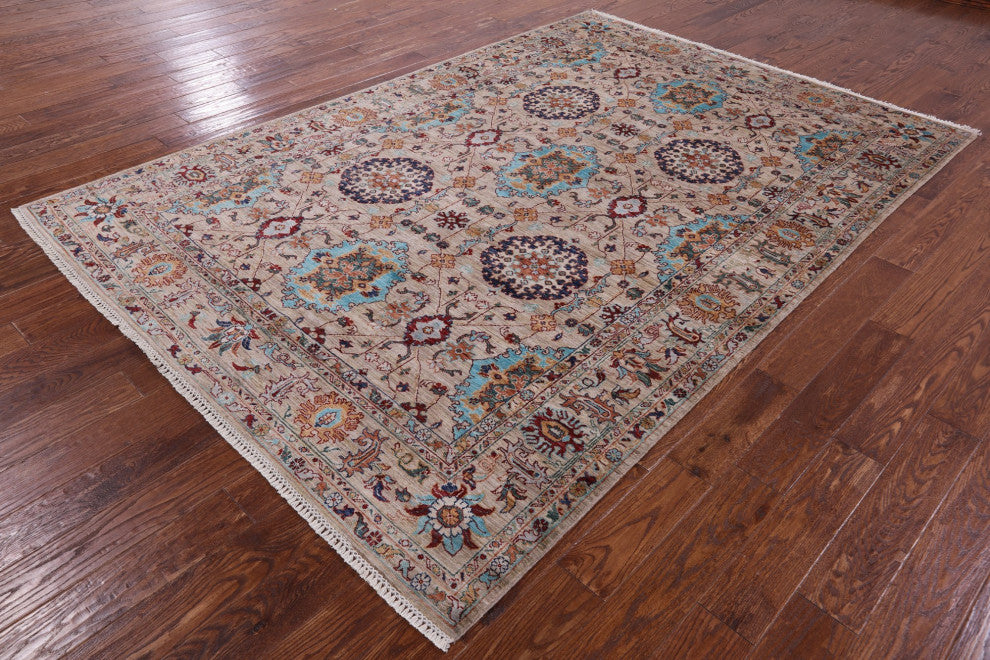 6' 9" X 9' 10" Hand Knotted Persian Tabriz Wool Rug Q10038