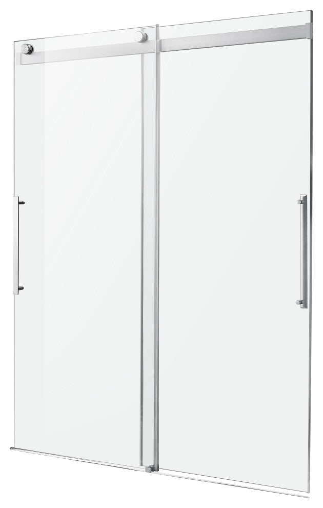 ANZZI Stellar 76" H Frameless Sliding Shower Door, Brushed Nickel, 48" W