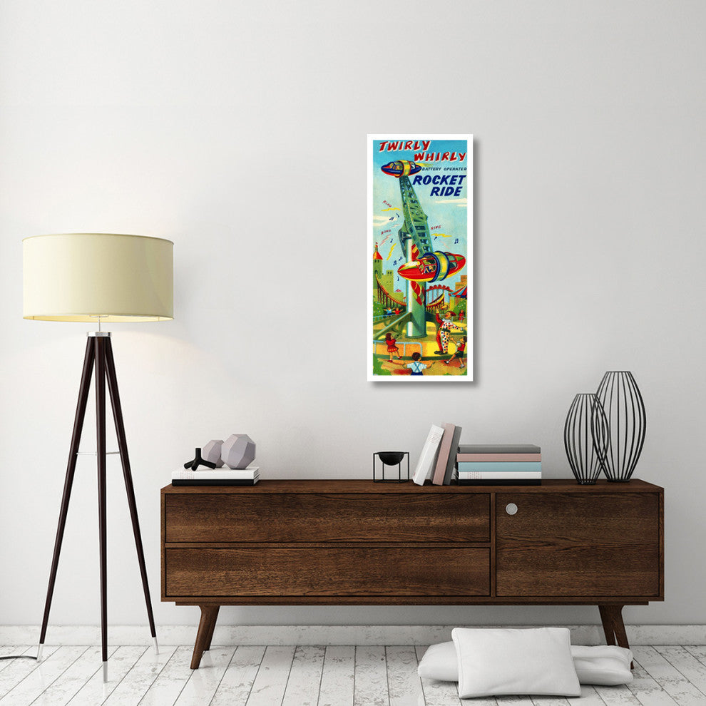 "Twirly Whirly Rocket Ride" Digital Paper Print by Retrorocket, 18"x42"