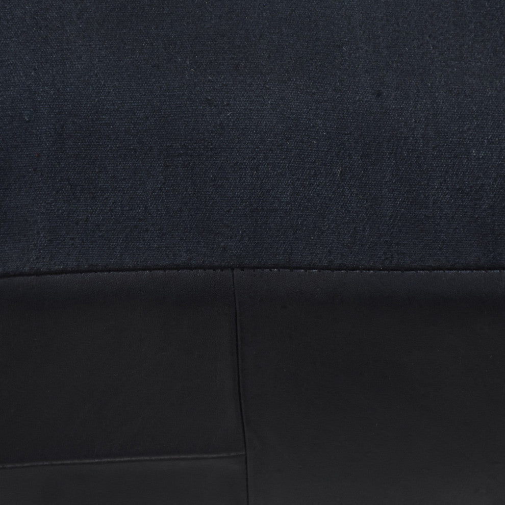 Geometric Handmade Leather Pouf (Recycled Foam with Fibre Fill) Black, (Square)21x21x12