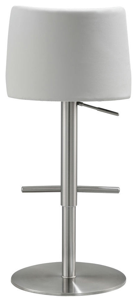 Reagan White and Silver Adjustable Stool