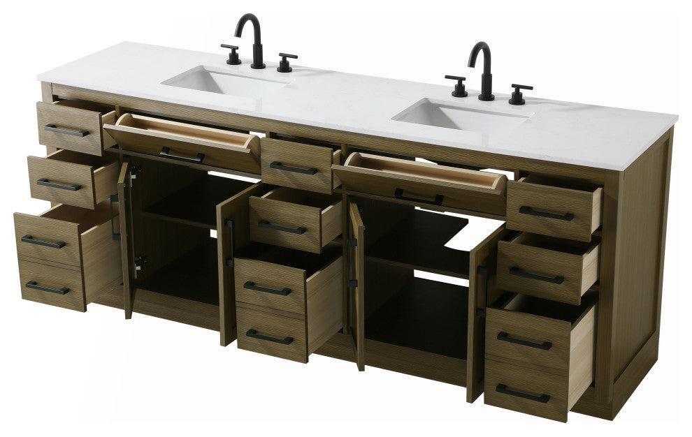 Home Living 84" Double Bathroom Vanity, Chestnut Brown