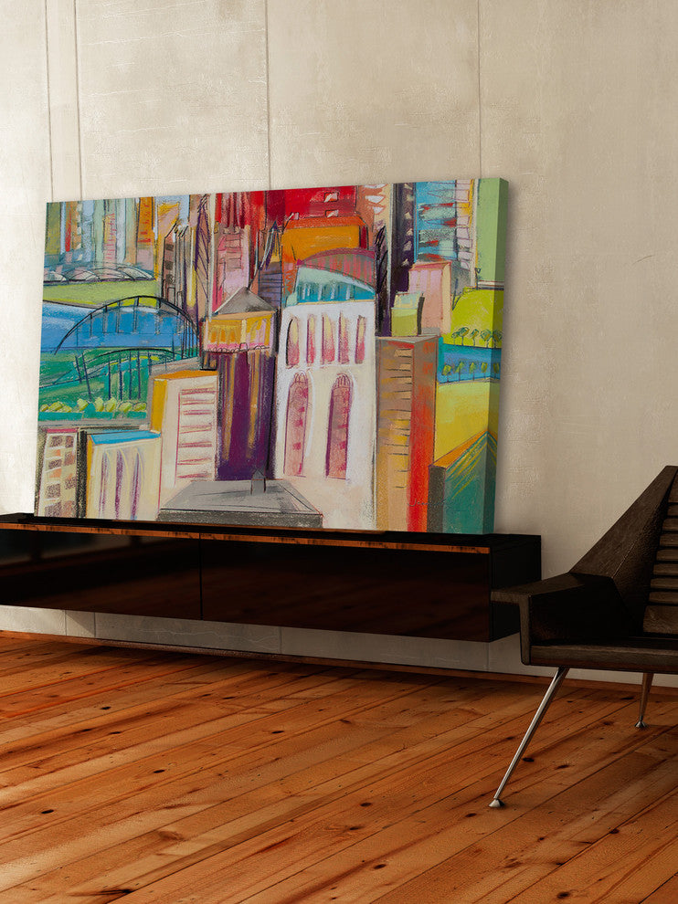 "Three Bridges" Painting Print on Wrapped Canvas, 60"x40"