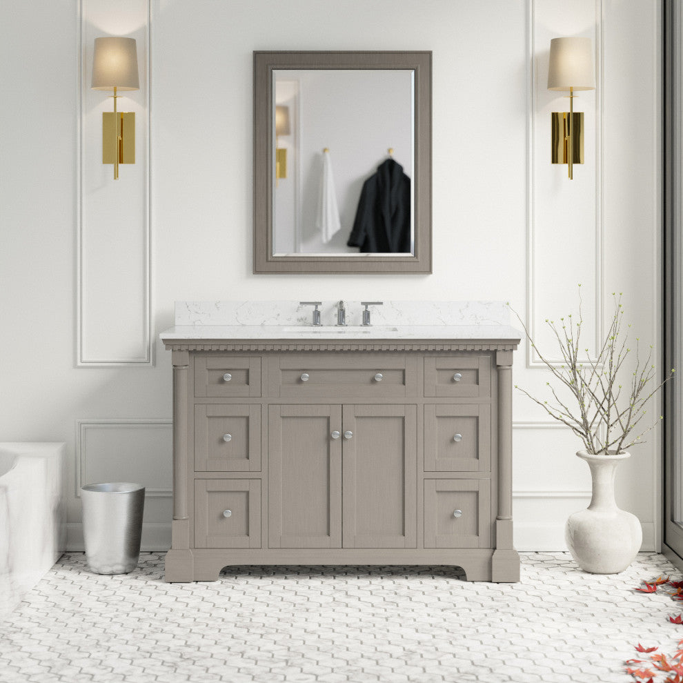 Sydney 48" Bathroom Vanity, Weathered Gray, Engineered Marble