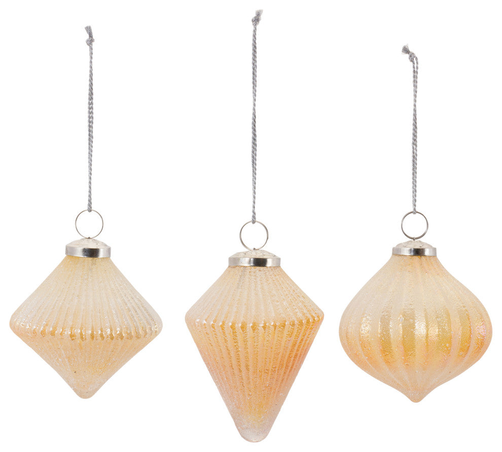Ribbed Glass Ornament, Set of 6