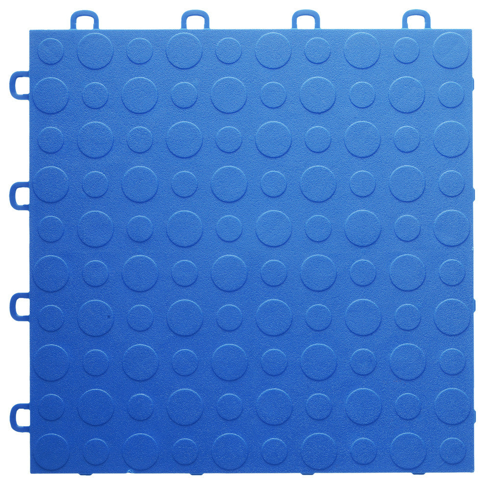 12"x12" Interlocking Garage Flooring Tiles, Coin Top, Set of 30, Royal Blue