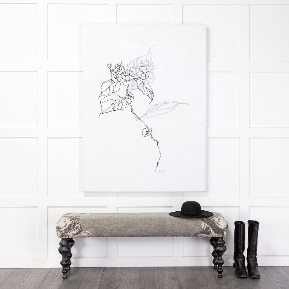 Alhambra Gray Upholstered Seat With Black Solid Wood Legs Accent Bench