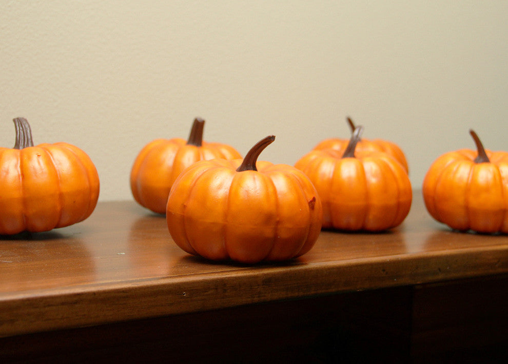 Thanksgiving Fall Harvest Pumpkin Decorations, Bright Orange, Set of 6, 3"