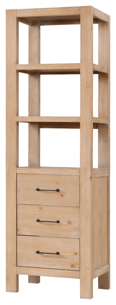 Leon Storage Cabinet for Bath, Kitchen and Living Room, Fir Wood Brown, 22"