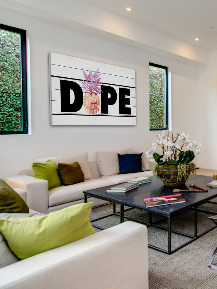 "Dope Pineapple" Painting Print on White Wood