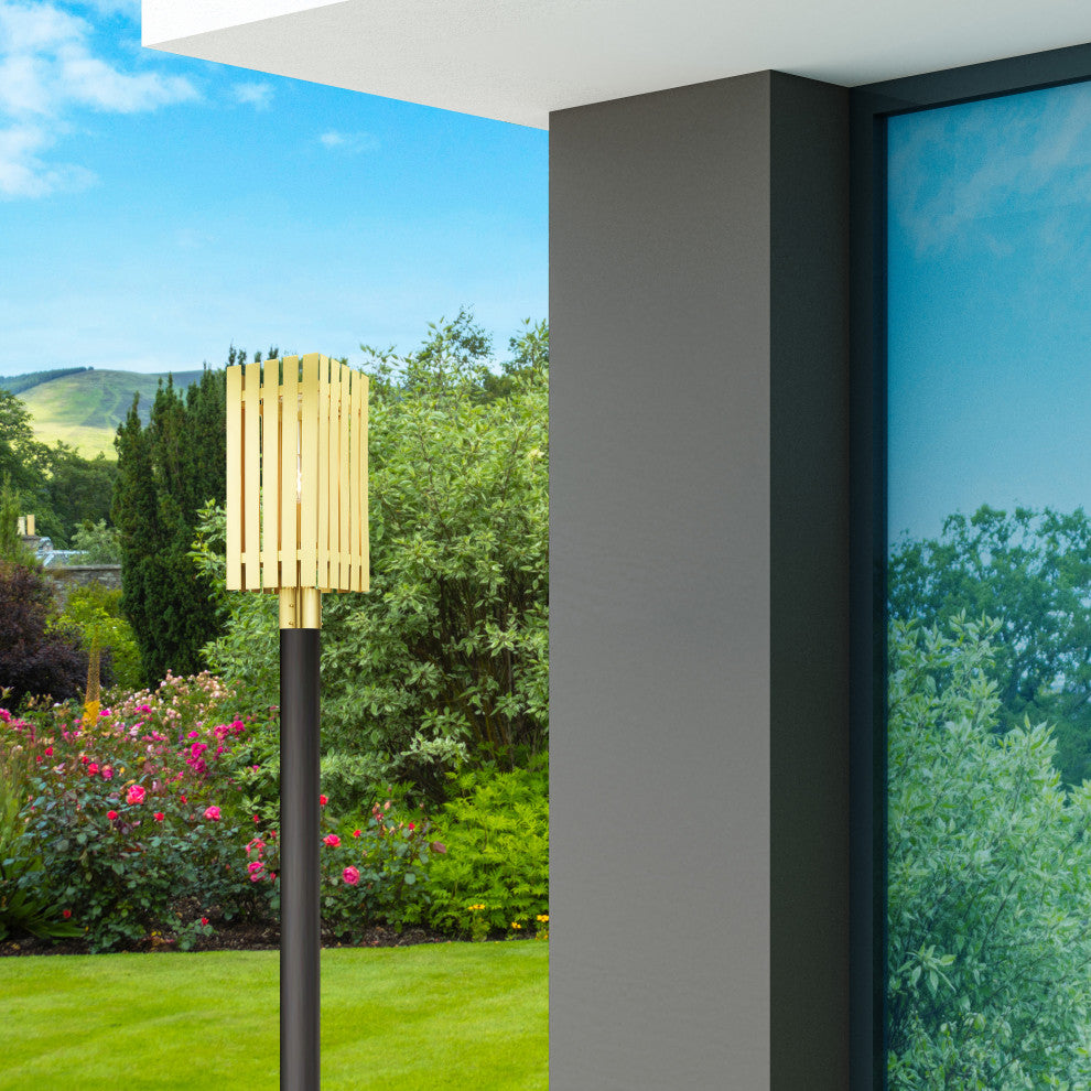 Livex Lighting Greenwich 1 Light Satin Brass Large Outdoor Post Top Lantern
