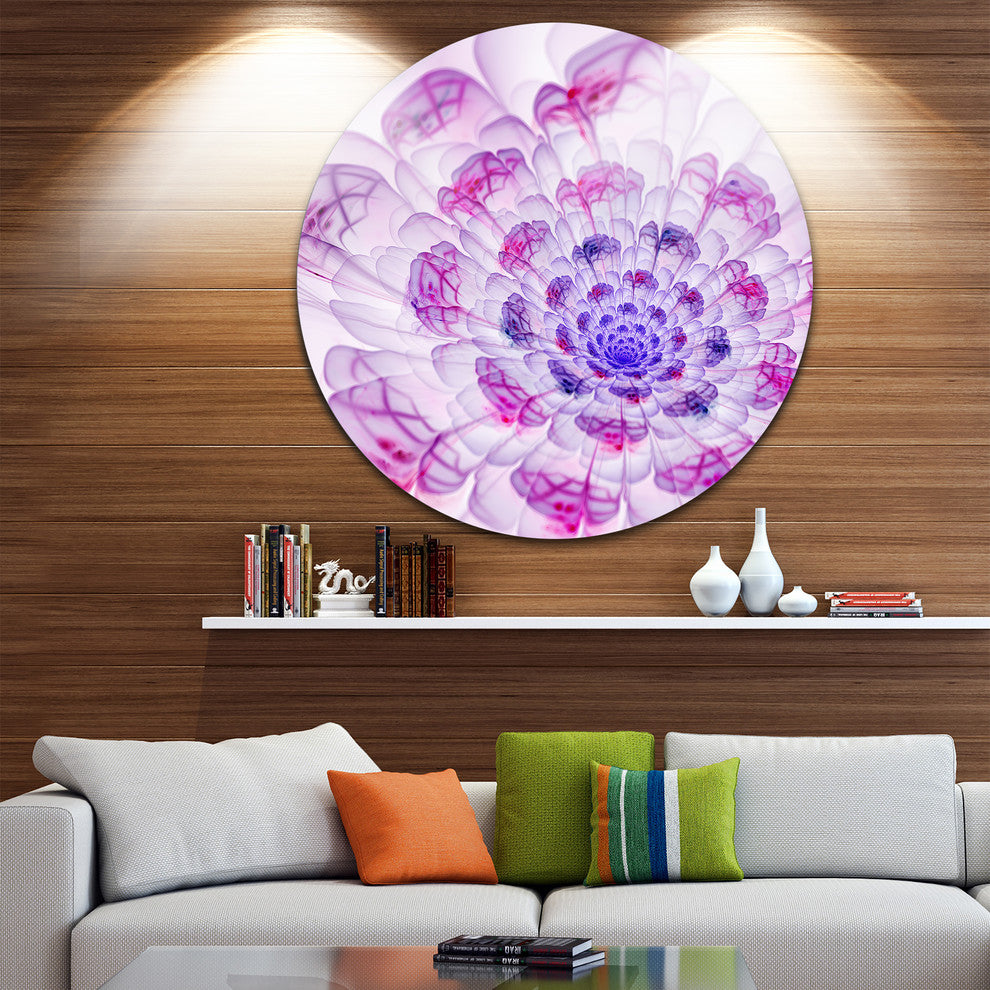 Purple Fractal Flower Petals, Floral Large Disc Metal Wall Art, 11"