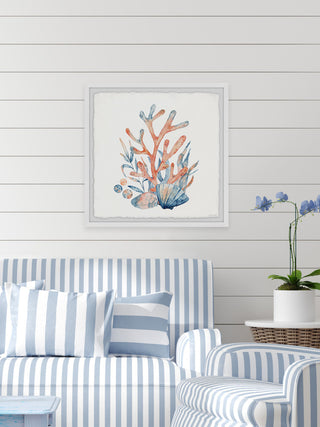 "Coral and Shells" Framed Painting Print, 12x12