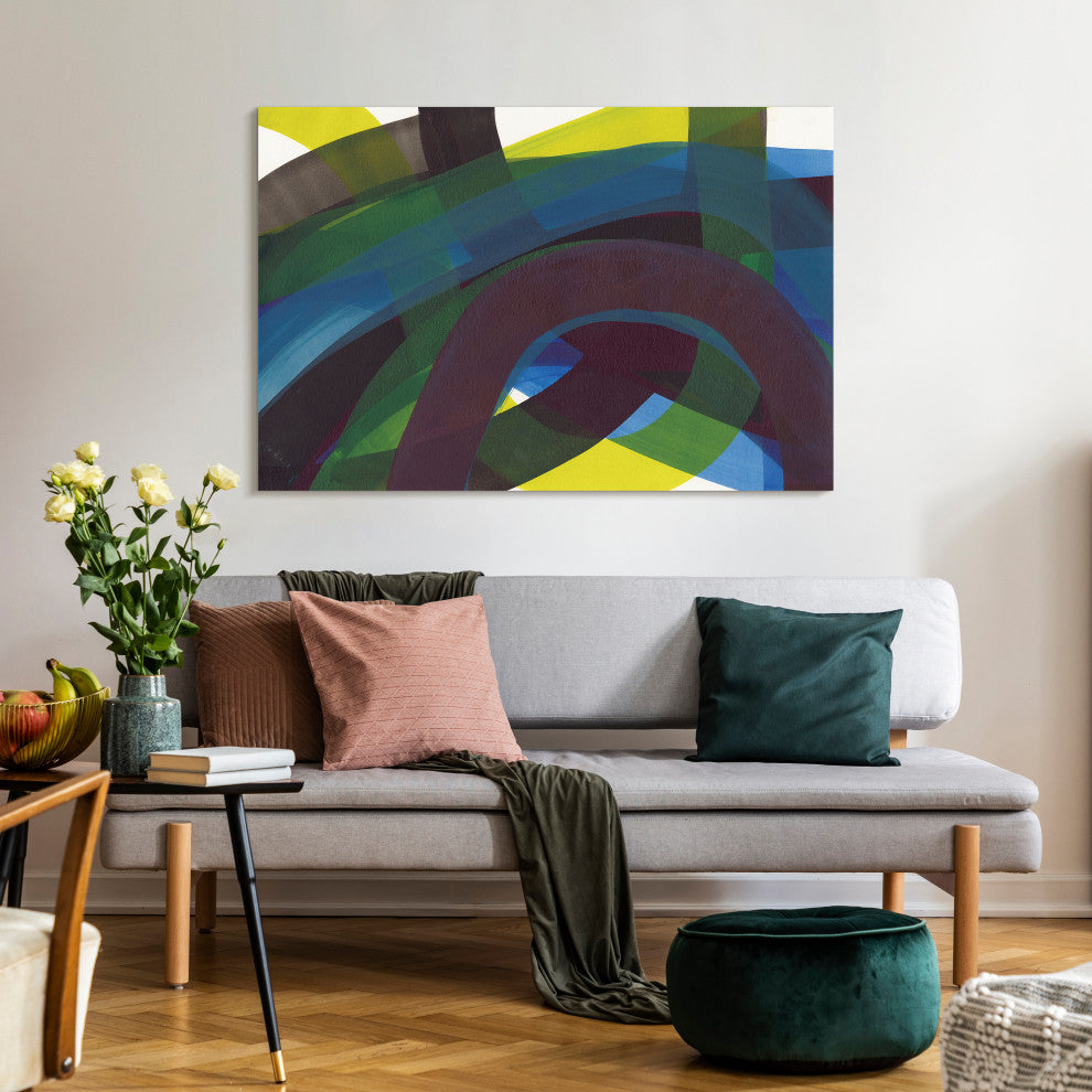 "Pigment Play II" Frameless Free Floating Tempered Glass Panel Graphic Wall Art