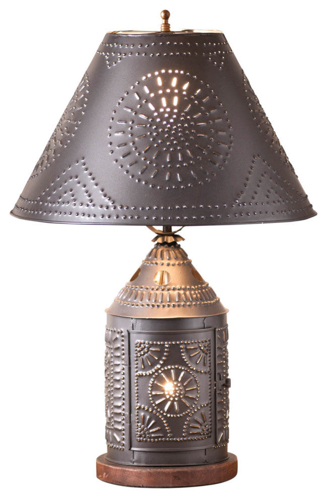 Tinner's Revere Lamp 25" Tall with 15" Chisel Punch Shade