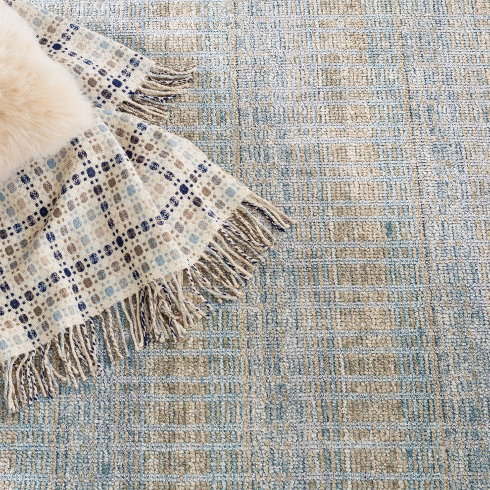 Dash & Albert Geneva Handwoven Viscose/Cotton Rug, Blue, 6' x 9'