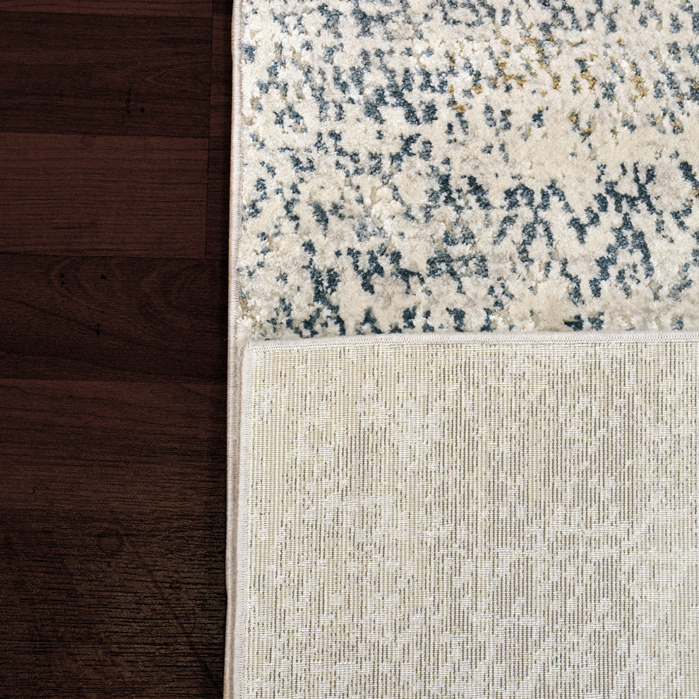 Torino Ivory And Blue Area Rug, 7.10''x10.10''