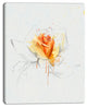 Yellow Rose Sketch on White Back, Flower Artwork on Canvas, 30"x40"