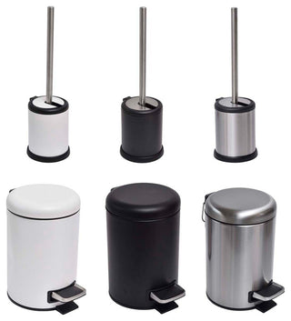 Evideco Soft Close Small Round Metal Floor Step Trash Can Waste Bin, Chrome