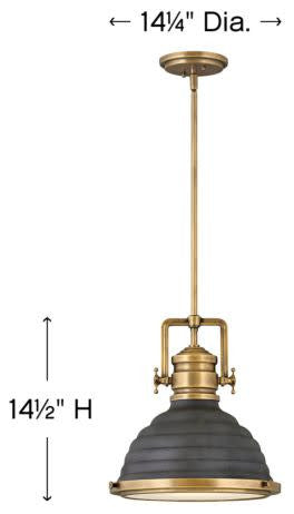 Hinkley Lighting 4697 Keating 1 Light 14"W Adjustable Pendant - Heritage Brass