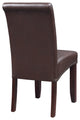 Parsons Dining Chair With Antique Bronze Nail Heads, Cocoa Faux Leather