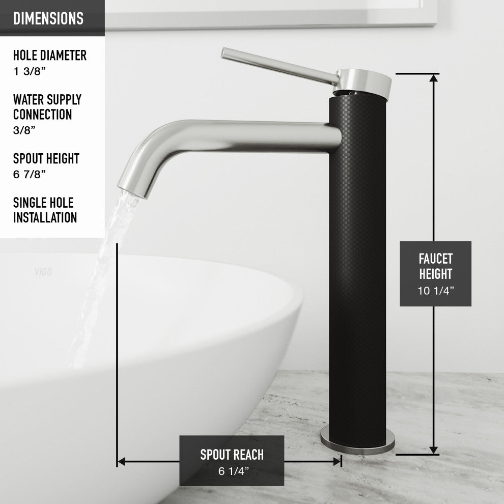 VIGO Lexington 10" H Single Handle Single Hole Bathroom Vessel Faucet, Brushed Nickel