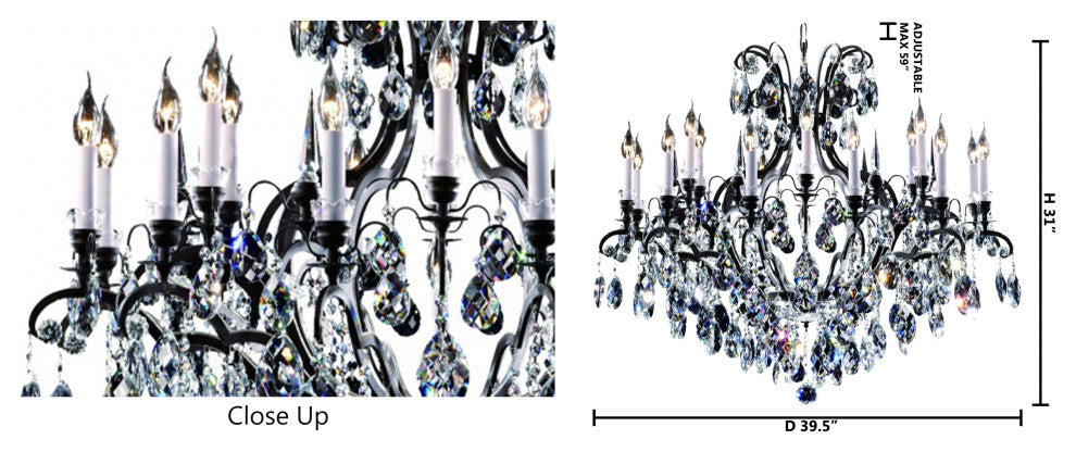Clear Crystal Chandelier, Sandy Black