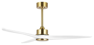 52" Solid Wood 3-Blade Propeller Ceiling Fan with Remote, Gold/White