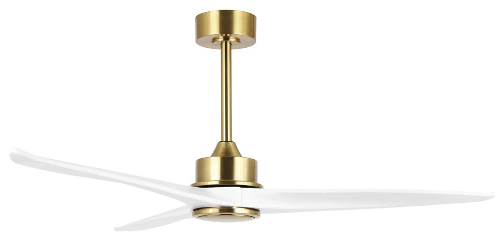 52" Solid Wood 3-Blade Propeller Ceiling Fan with Remote, Gold/White