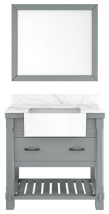 Bathroom Vanity, White Carrara Marble Top,with Sinks,Solid Wood Cabinets, 36in
