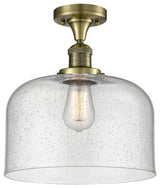 X-Large Bell 1-Light Semi-Flush Mount, Antique Brass, Seedy