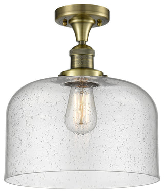 X-Large Bell 1-Light Semi-Flush Mount, Antique Brass, Seedy