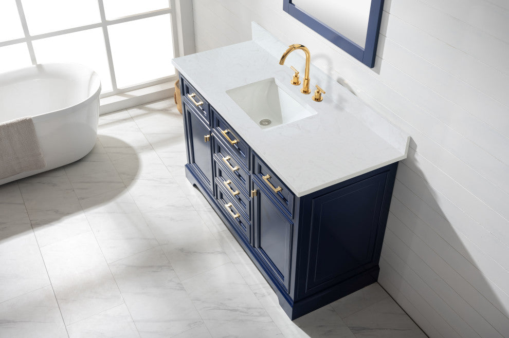 The Finchley Bathroom Vanity, Blue, 54", Single Sink, Freestanding