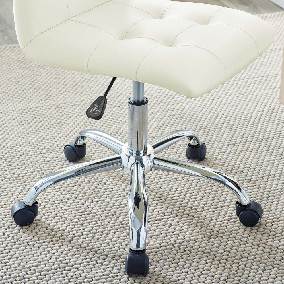 Modern Contemporary Office Chair, White Faux Leather