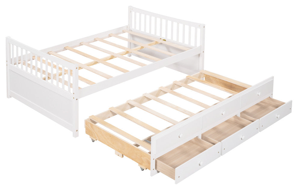 Gewnee Full size Daybed with Twin size Trundle and Drawers in White