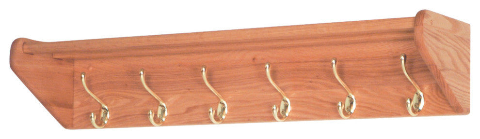 6 Hook Shelf, Light Oak, Light Oak
