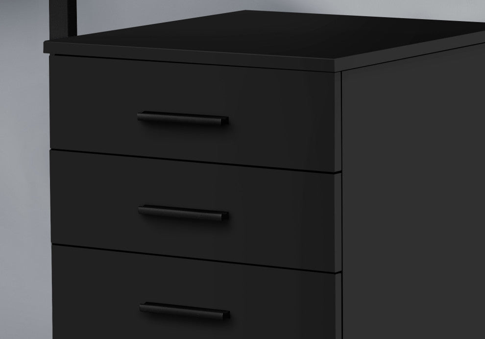 File Cabinet,Rolling Mobile, Storage Drawers, Printer Stand, Office, Work, Black