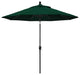 9' Matted Black Push-Button Tilt Crank Aluminum Umbrella, Hunter Green Olefin