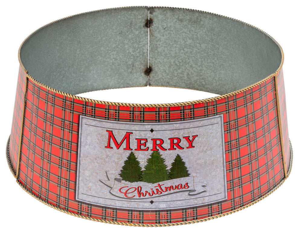27.75-in L Metal Holiday Plaid Tree Collar.