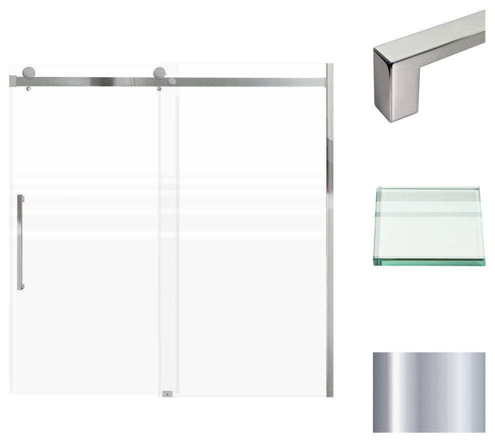Madeline 60"x60" Frameless Shower Door with Fixed Panel in Polished Chrome