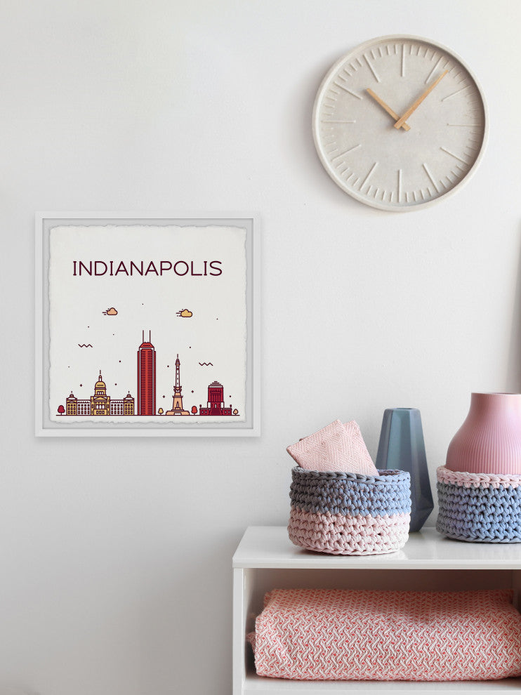 "Indianapolis Landmarks" Framed Painting Print, 18x18