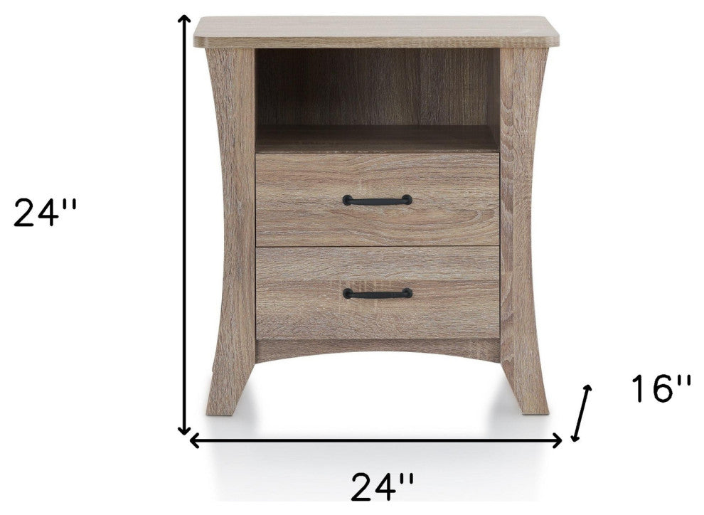 Updated Rustic Natural Wood Finish Nightstand
