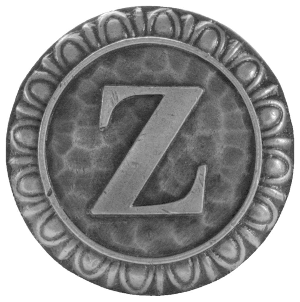 Initial A Knob Antique Brass, Antique Pewter, Z