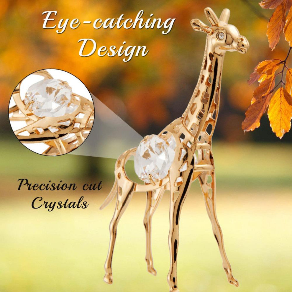 24K Gold Plated Crystal Studded Gold Giraffe Ornament