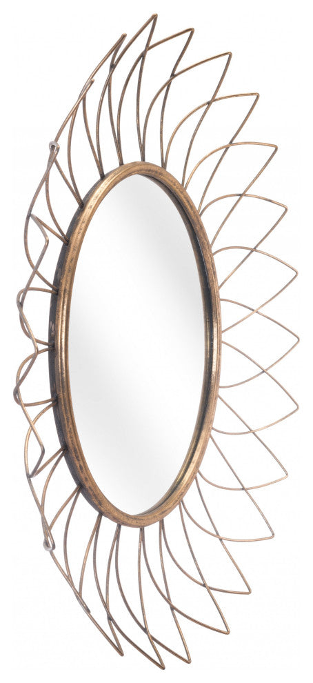 Gold Flowerburst Round Mirror