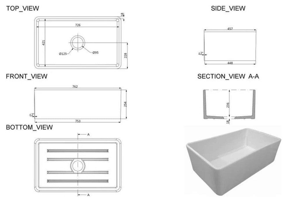 30-inL x 18-inW Farmhouse Apron Front White Ceramic Kitchen Sink