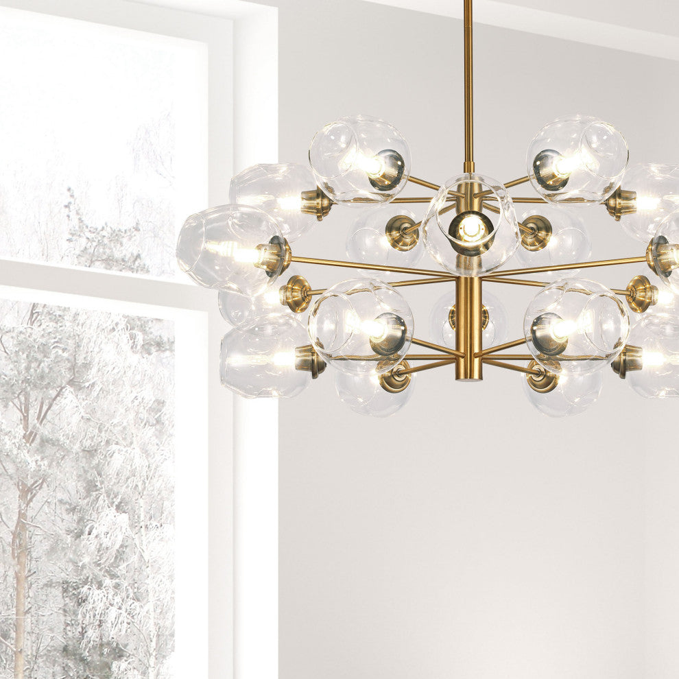 Abii Transitional 18 Light Vintage Bronze Clear Metal Chandelier
