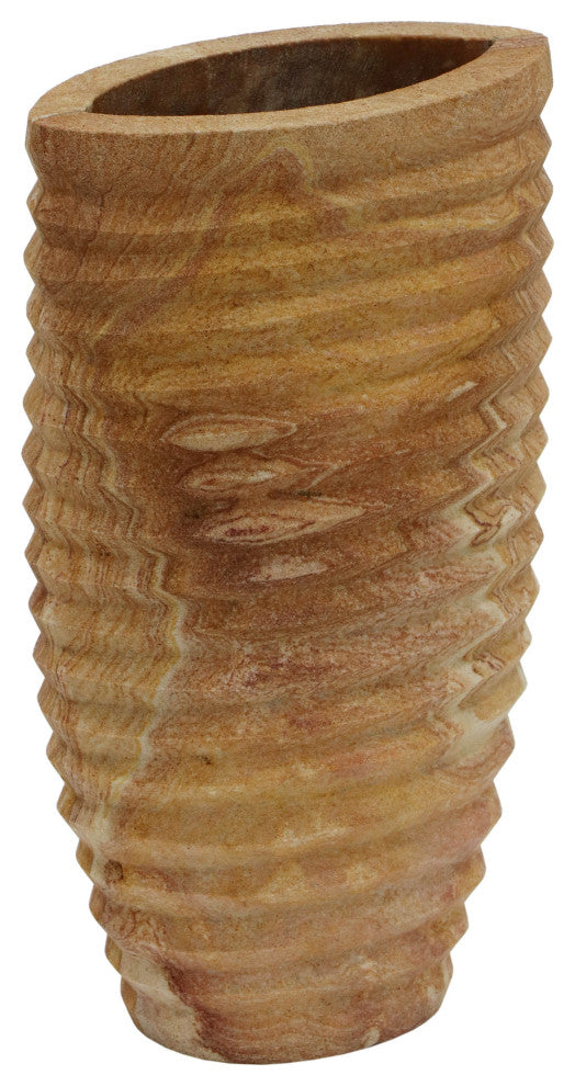 Saava Vase in Sandstone, Ribbed